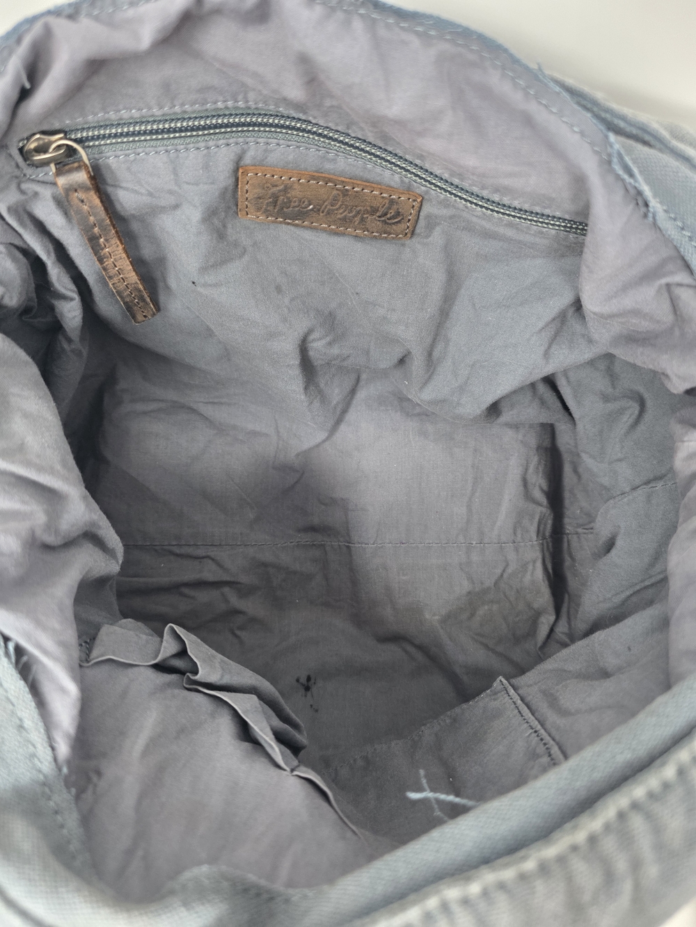 Free People Floral Embroidered Studded Canvas Messenger Bag Denium Leather Boho - Picture 8 of 11